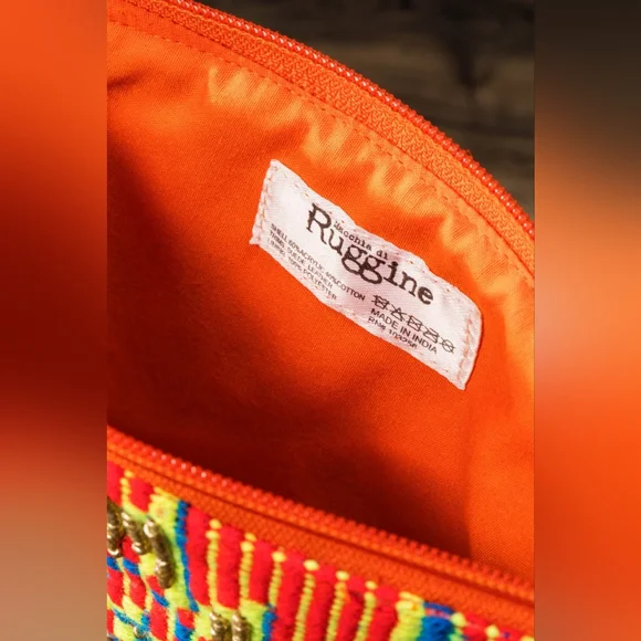 Handmade Hand Beaded Wristlet Clutch - Ethnic Inspired Motive - Dyed Fine Cotton - Picture 3 of 3